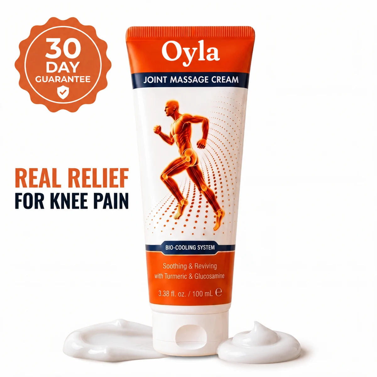Oyla Joint Massage Cream tube with 30-day guarantee