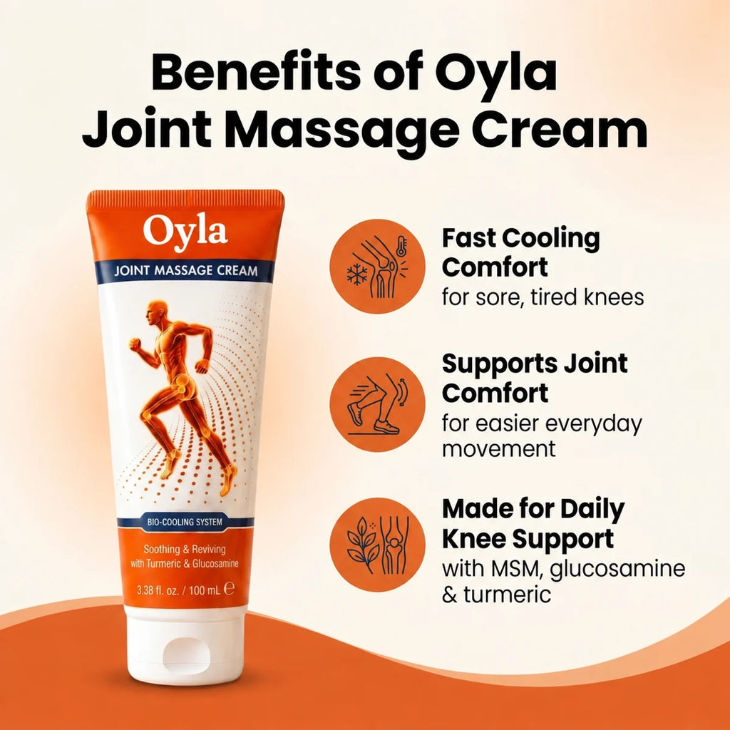 Why Oyla Joint Massage Cream: cools fast, joint comfort, made for every day